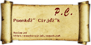 Psenkó Cirjék névjegykártya